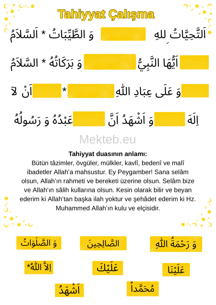 TAHİYYAT ÇALIŞMA SAYFASI tahhiyat